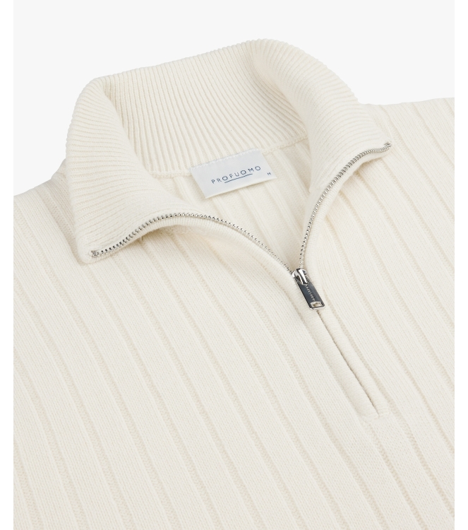 Profuomo PULLOVER HALF ZIP OFF WHITE Eoffwhite