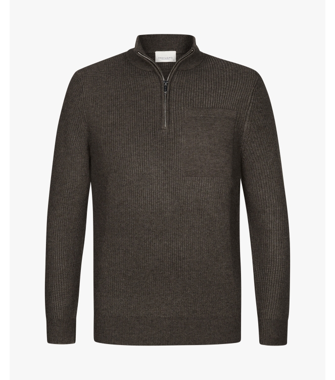 Profuomo PULLOVER HALF ZIP BROWN Hbrown