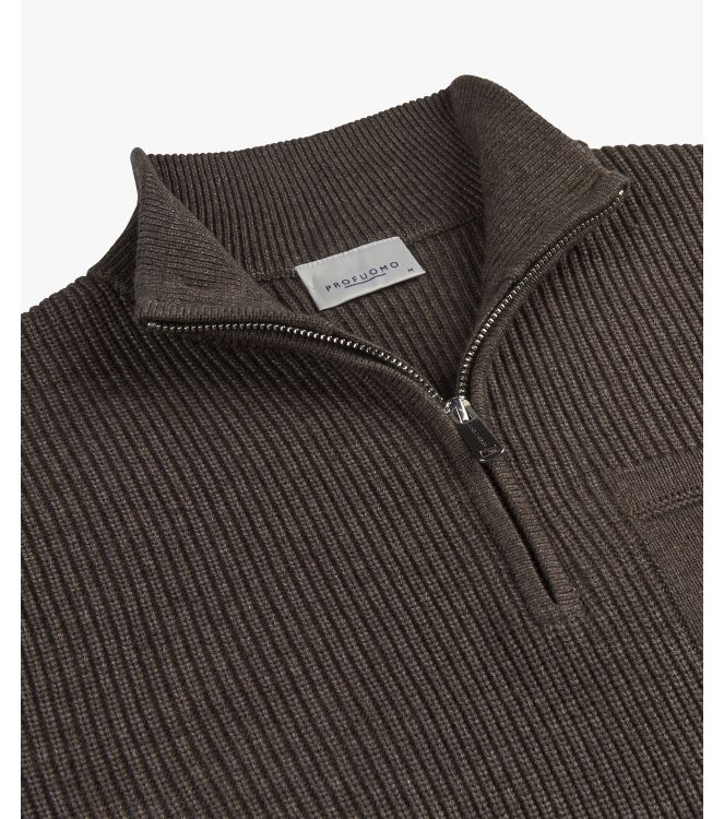 Profuomo PULLOVER HALF ZIP BROWN Hbrown