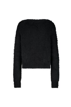 Red Button Cardigan Fuzzy 1 Black