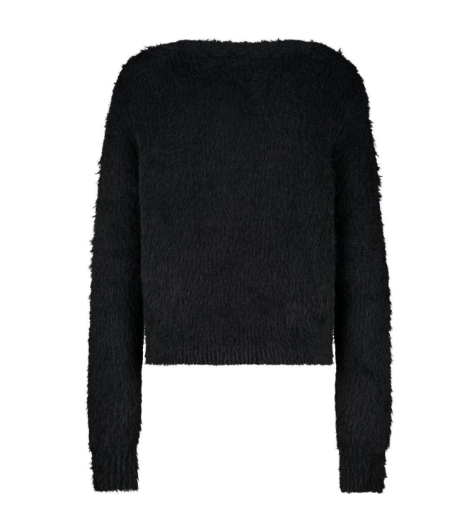 Red Button Cardigan Fuzzy 1 Black