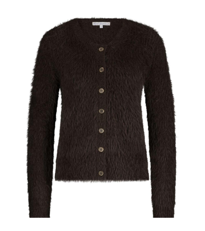 Red Button Cardigan Fuzzy 59 Espresso