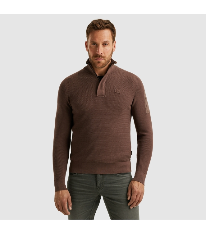 PME Legend Half zip collar cotton knit 8203 Marron