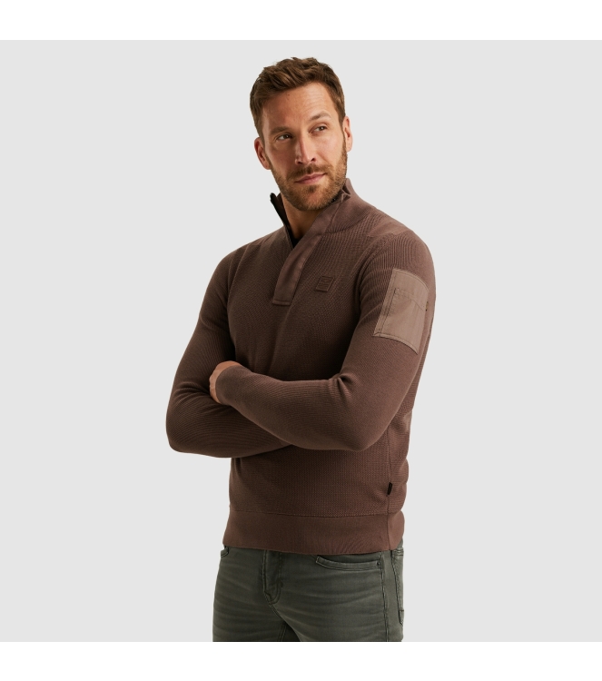 PME Legend Half zip collar cotton knit 8203 Marron
