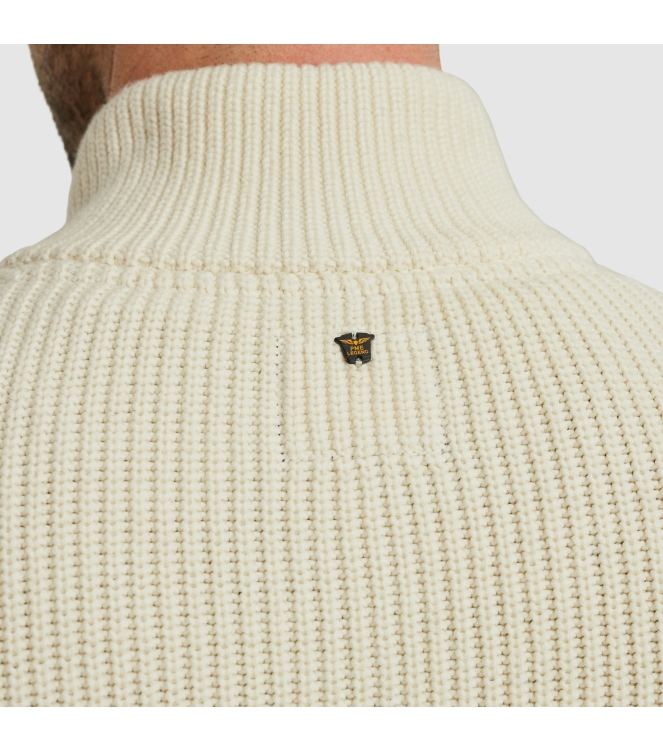 PME Legend Half zip collar cotton mix yarn 7013 Bone white