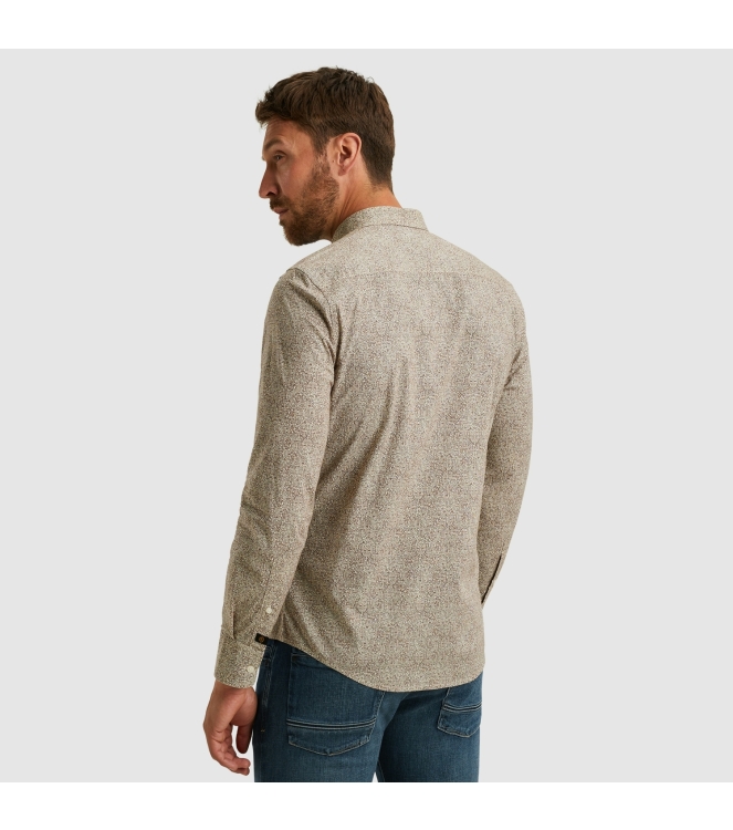 PME Legend LONG SLEEVE SHIRT Print on Ctn Str 8203 Marron