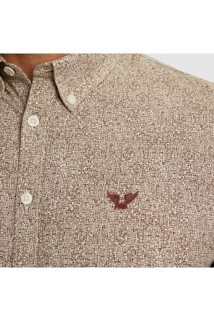 PME Legend LONG SLEEVE SHIRT Print on Ctn Str 8203 Marron