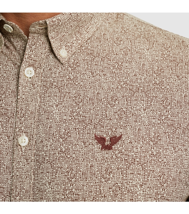 PME Legend LONG SLEEVE SHIRT Print on Ctn Str 8203 Marron