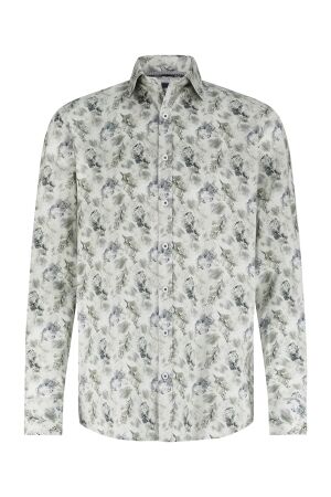 State of Art Shirt LS Print Popli 3857 Olijfgroen