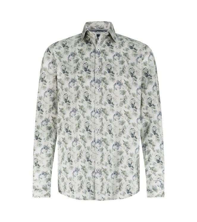 State of Art Shirt LS Print Popli 3857 Olijfgroen