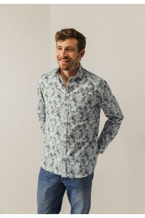 State of Art Shirt LS Print Popli 3857 Olijfgroen
