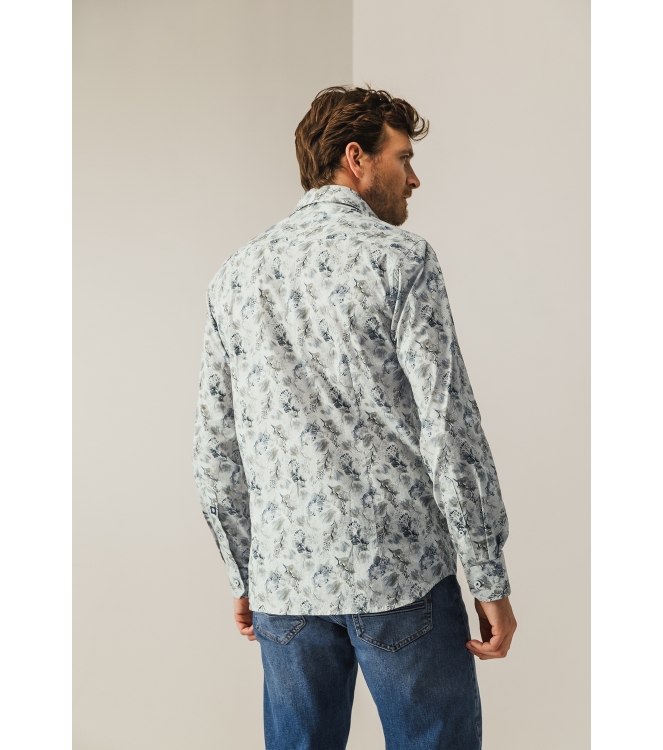 State of Art Shirt LS Print Popli 3857 Olijfgroen