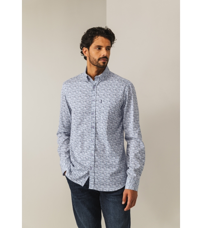 State of Art Shirt LS Print - Pop 5711 Kobalt