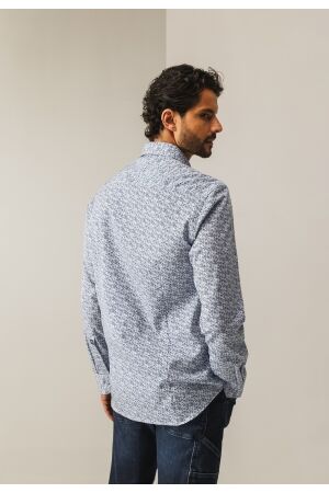 State of Art Shirt LS Print - Pop 5711 Kobalt