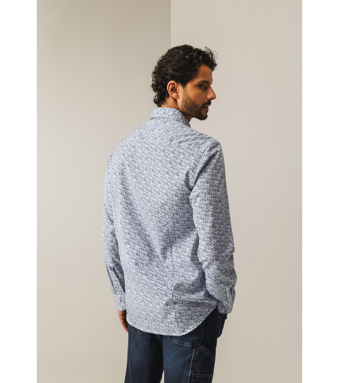 State of Art Shirt LS Print - Pop 5711 Kobalt