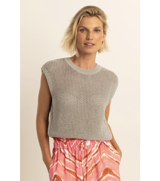 Expresso Pullover in a metallic cord yarn EX260 Pebble