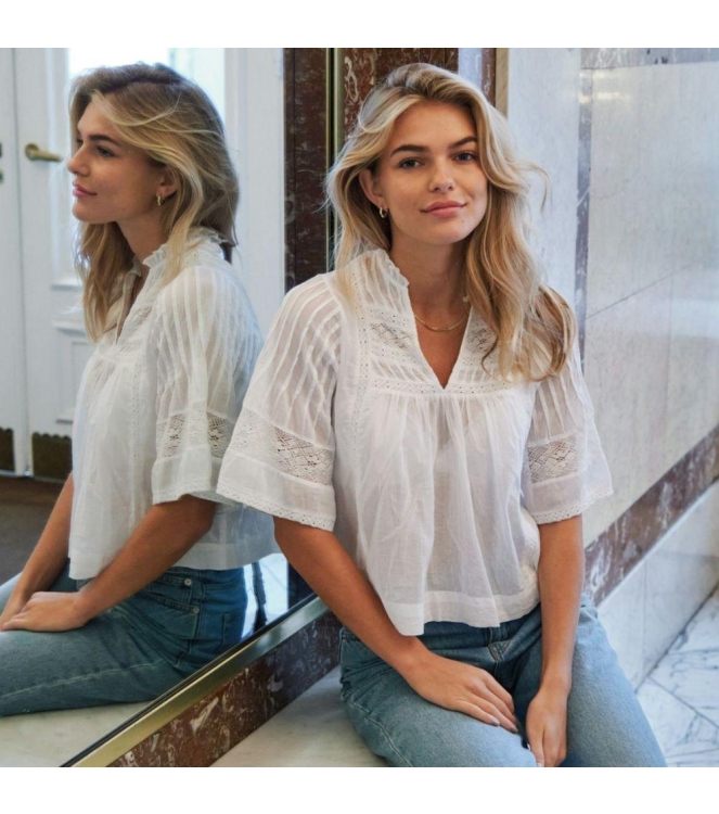 Neo Noir siama S voile blouse 120 White