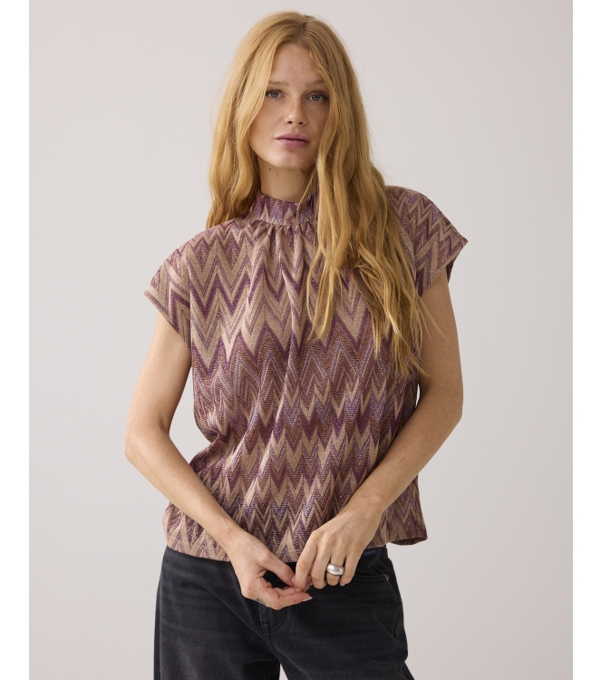 Summum Woman Top Zig zag lurex 315 Sheer Violet