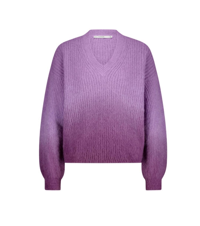 Summum Woman V-neck sweater dip dye knit 315 Sheer Violet
