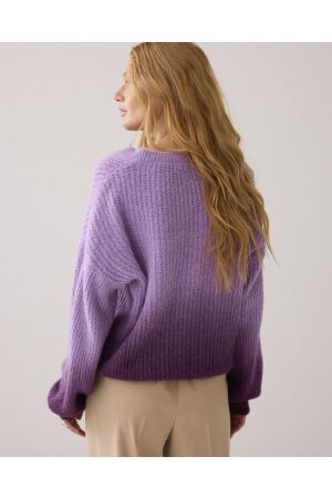 Summum Woman V-neck sweater dip dye knit 315 Sheer Violet
