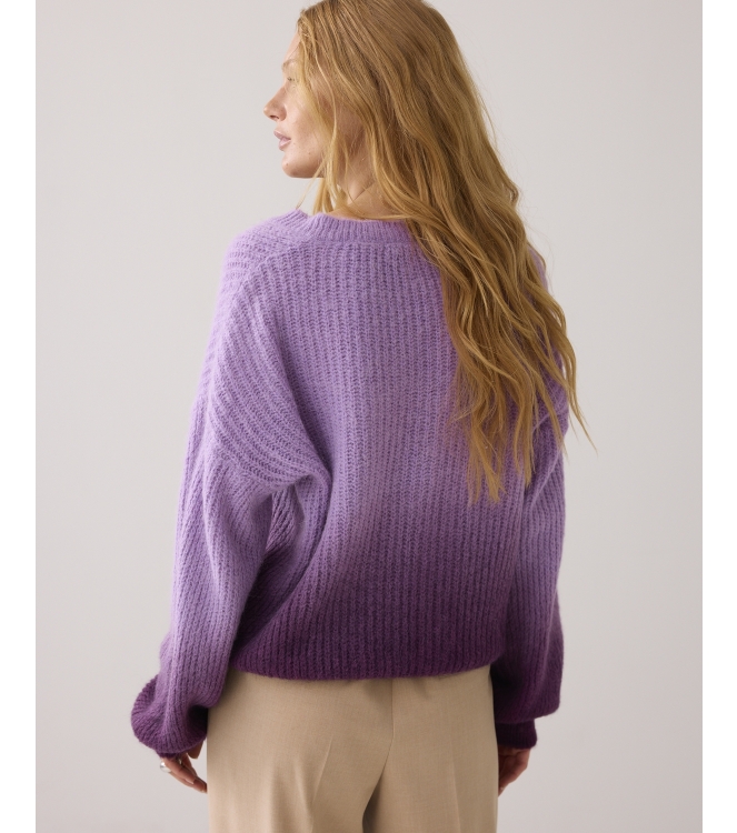 Summum Woman V-neck sweater dip dye knit 315 Sheer Violet