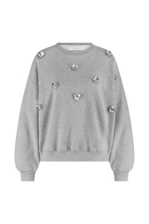 NUKUS Beatriz Pullover Flower 58 grey melange