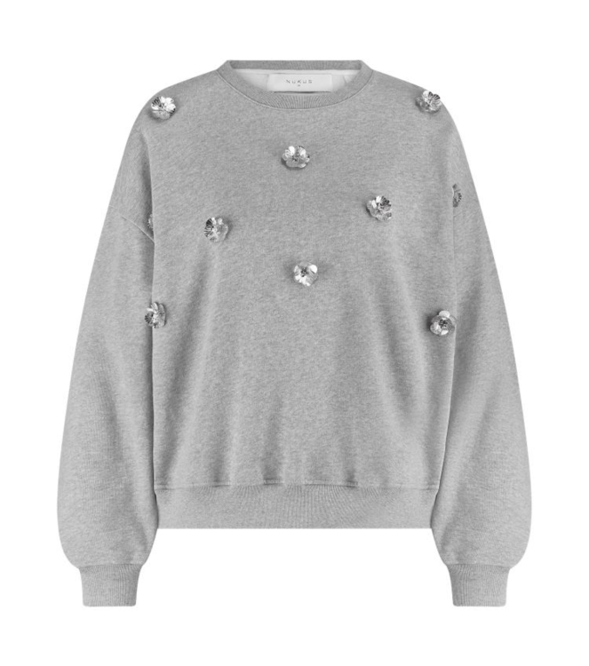 NUKUS Beatriz Pullover Flower 58 grey melange