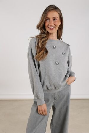 NUKUS Beatriz Pullover Flower 58 grey melange
