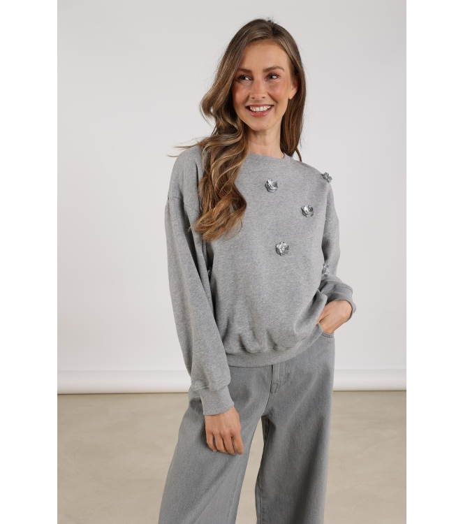 NUKUS Beatriz Pullover Flower 58 grey melange