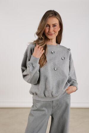 NUKUS Beatriz Pullover Flower 58 grey melange