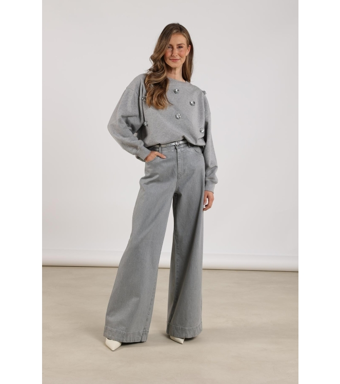 NUKUS Beatriz Pullover Flower 58 grey melange