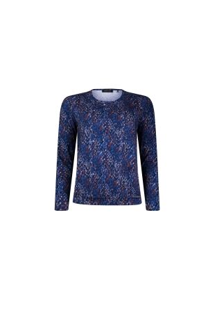 Sarto Fashion T-shirt ballet neck p1971 blue-mocca snake skin minimal