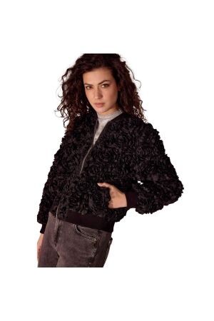 Tramontana Bomber Jacket 3D Flowers 9000 Black