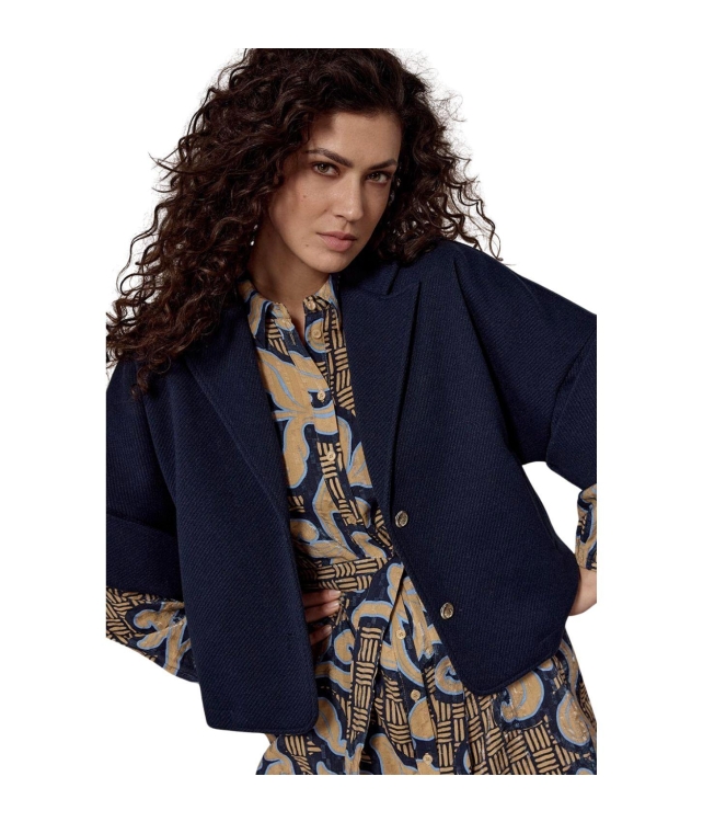 Tramontana Short-Sleeve Jacket Paspel Collar 5032 Midnight