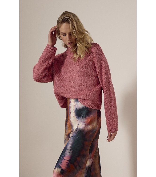 Tramontana Turtle-Neck Lurex Jumper 4510 Rosewood