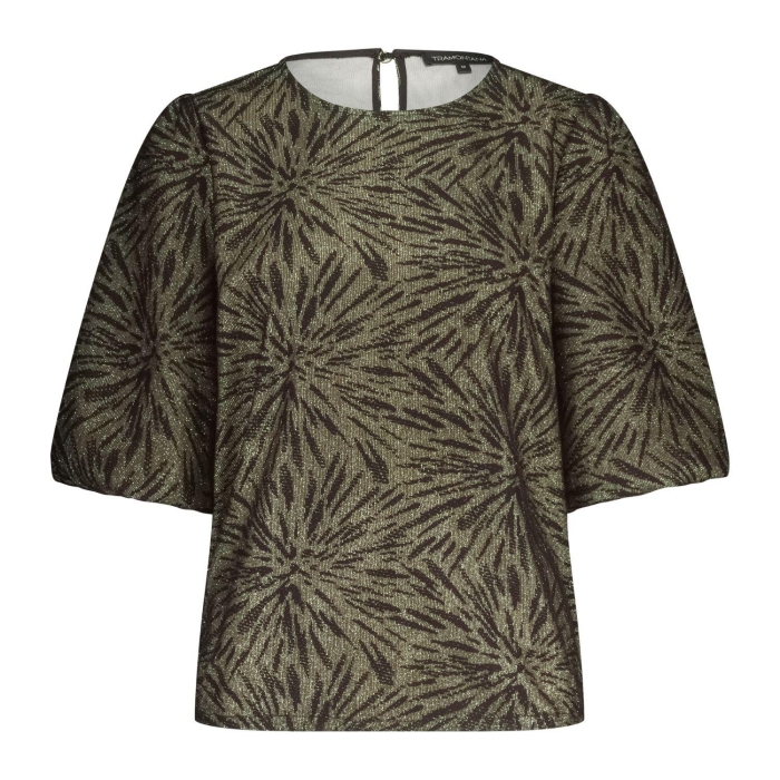 Tramontana Puff-Sleeve Top Sparkling Pattern 9000 Black