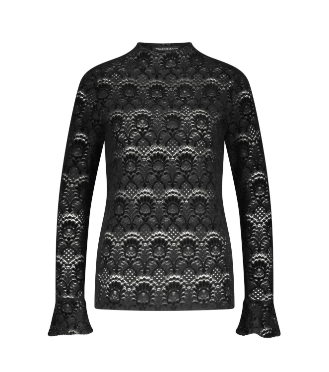 Tramontana Flared-Sleeve Brushed Lace Top 9000 Black