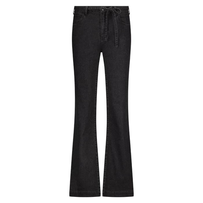 Tramontana Lurex Wide-Leg Denim Trousers 9003 Black denim
