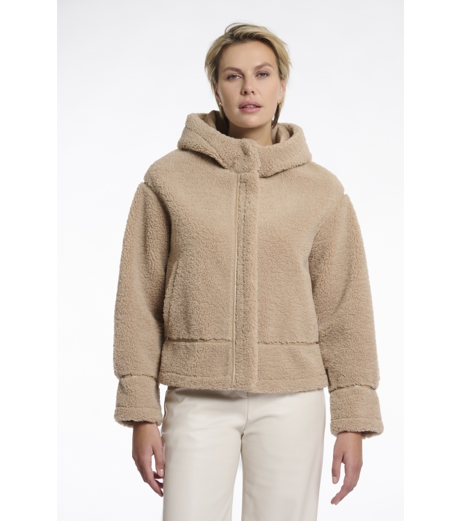 Rino en Pelle Hooded faux shearling jacket 10866 oat