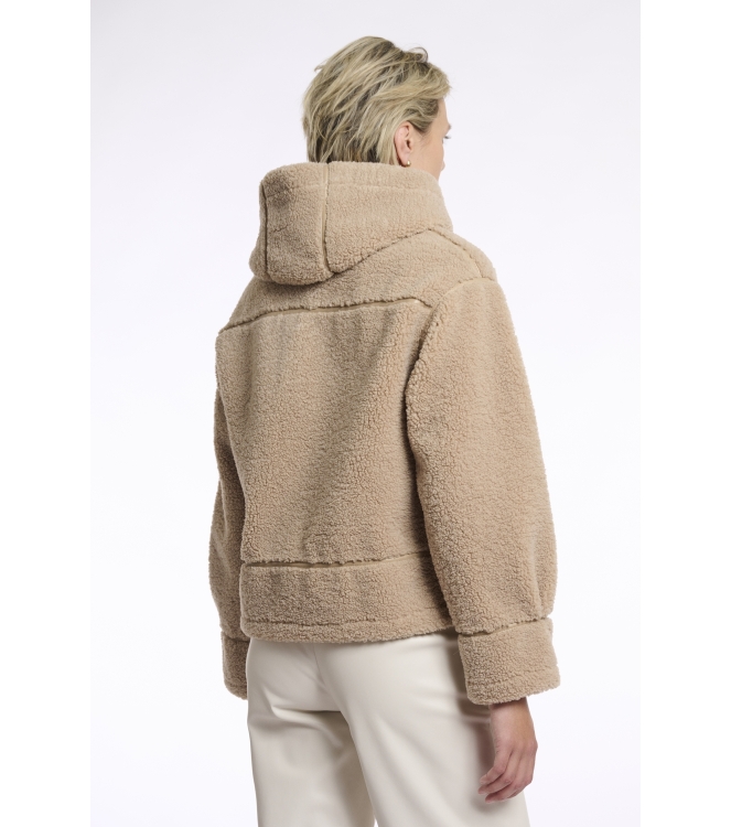 Rino en Pelle Hooded faux shearling jacket 10866 oat