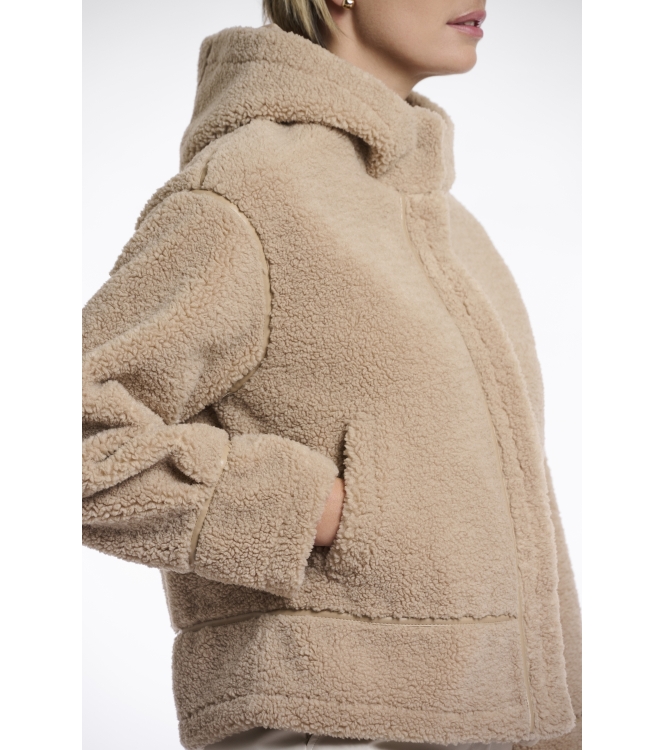Rino en Pelle Hooded faux shearling jacket 10866 oat