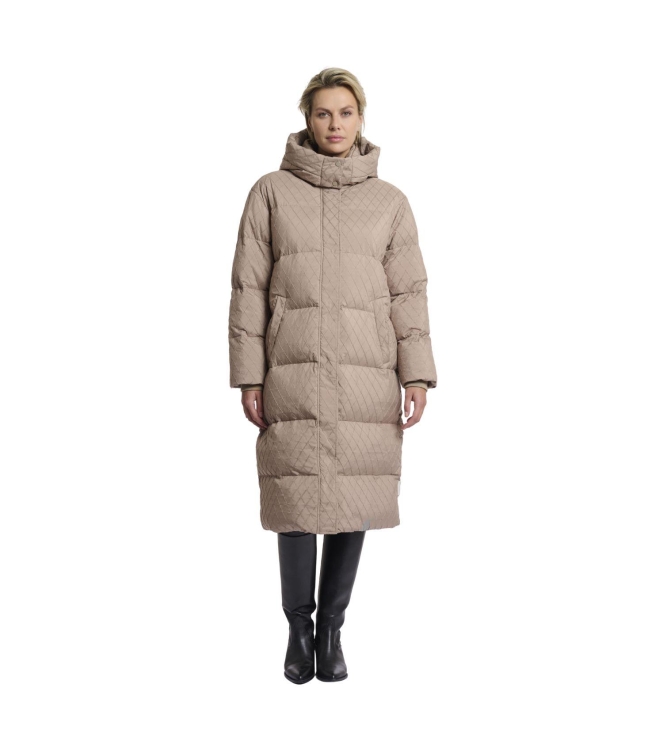 Rino en Pelle Long structure padded coat 10868 toffee