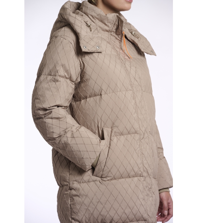 Rino en Pelle Long structure padded coat 10868 toffee