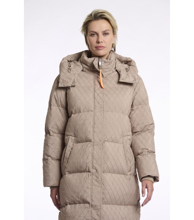 Rino en Pelle Long structure padded coat 10868 toffee