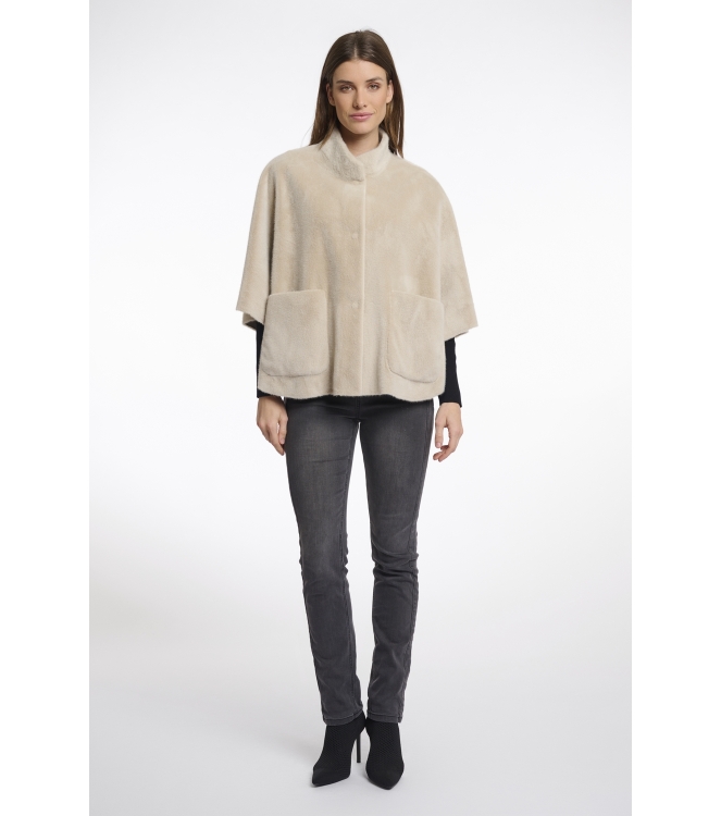 Rino en Pelle Faux fur cape 9030 birch