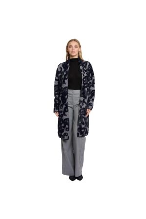 Rino en Pelle Long cardigan 10970 grey black leo