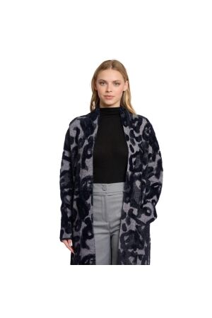 Rino en Pelle Long cardigan 10970 grey black leo