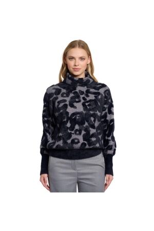 Rino en Pelle Boxy turtleneck sweater 10970 grey black leo