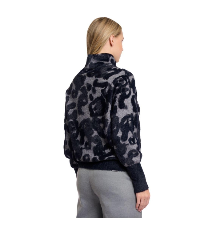 Rino en Pelle Boxy turtleneck sweater 10970 grey black leo