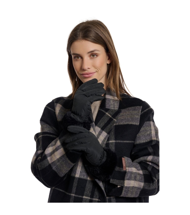 Rino en Pelle Padded gloves with faux fur 9900 black